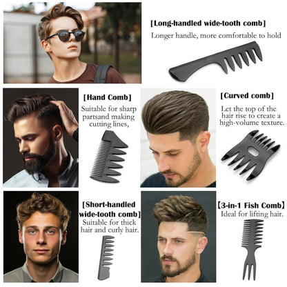 Herren Styling Set 7-teilig Rundbürste belüftete Haarbürste Kamm Texturkamm
