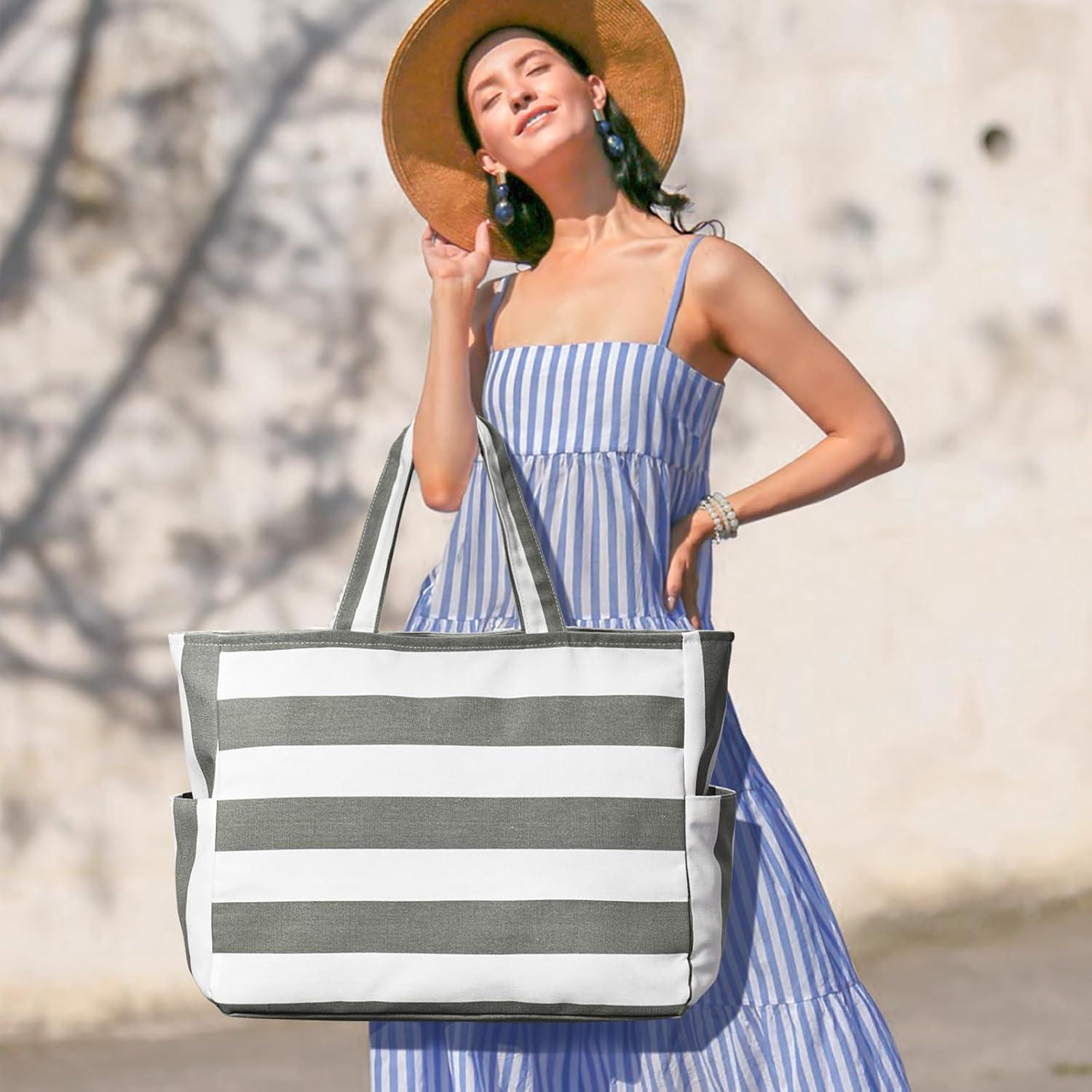 Große Strandtasche Damen Canvas Tote Bag XXL Shopper