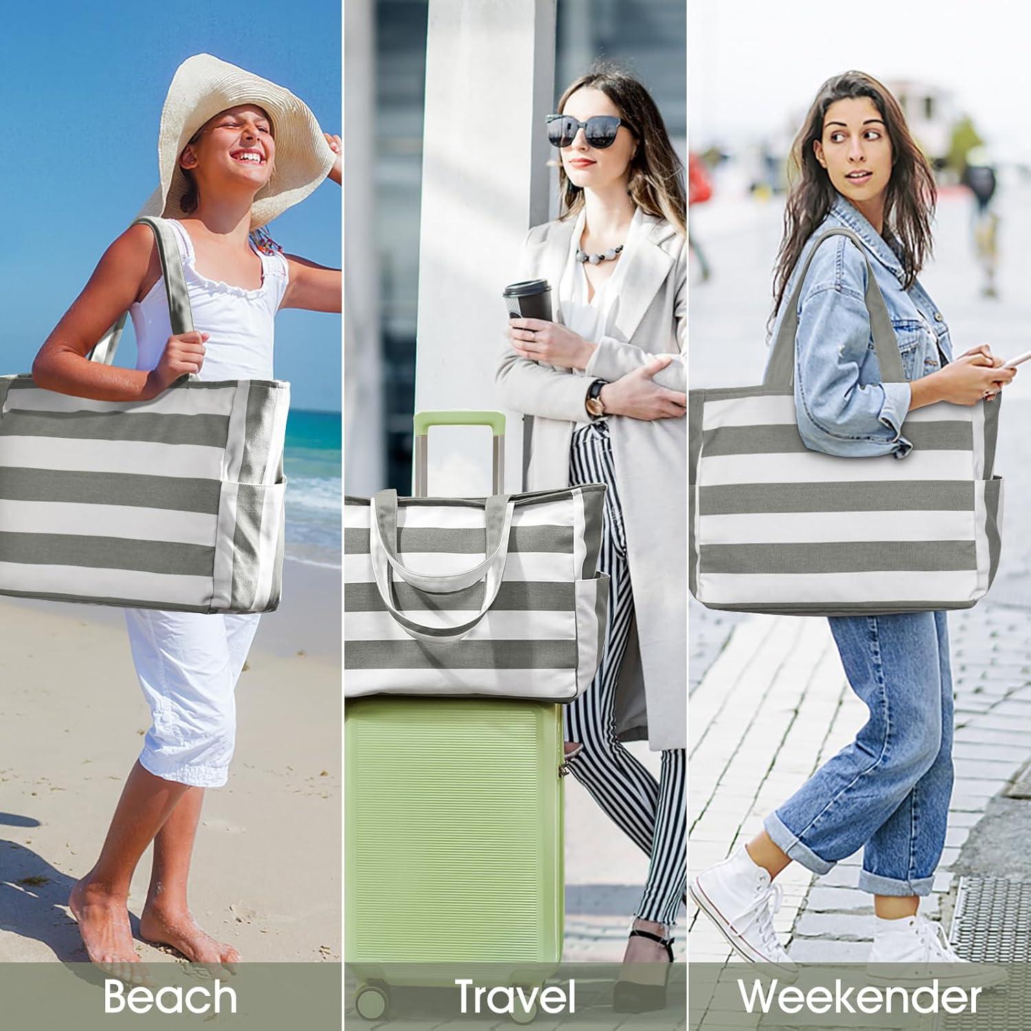 Große Strandtasche Damen Canvas Tote Bag XXL Umhängetasche 40L Henkeltasche