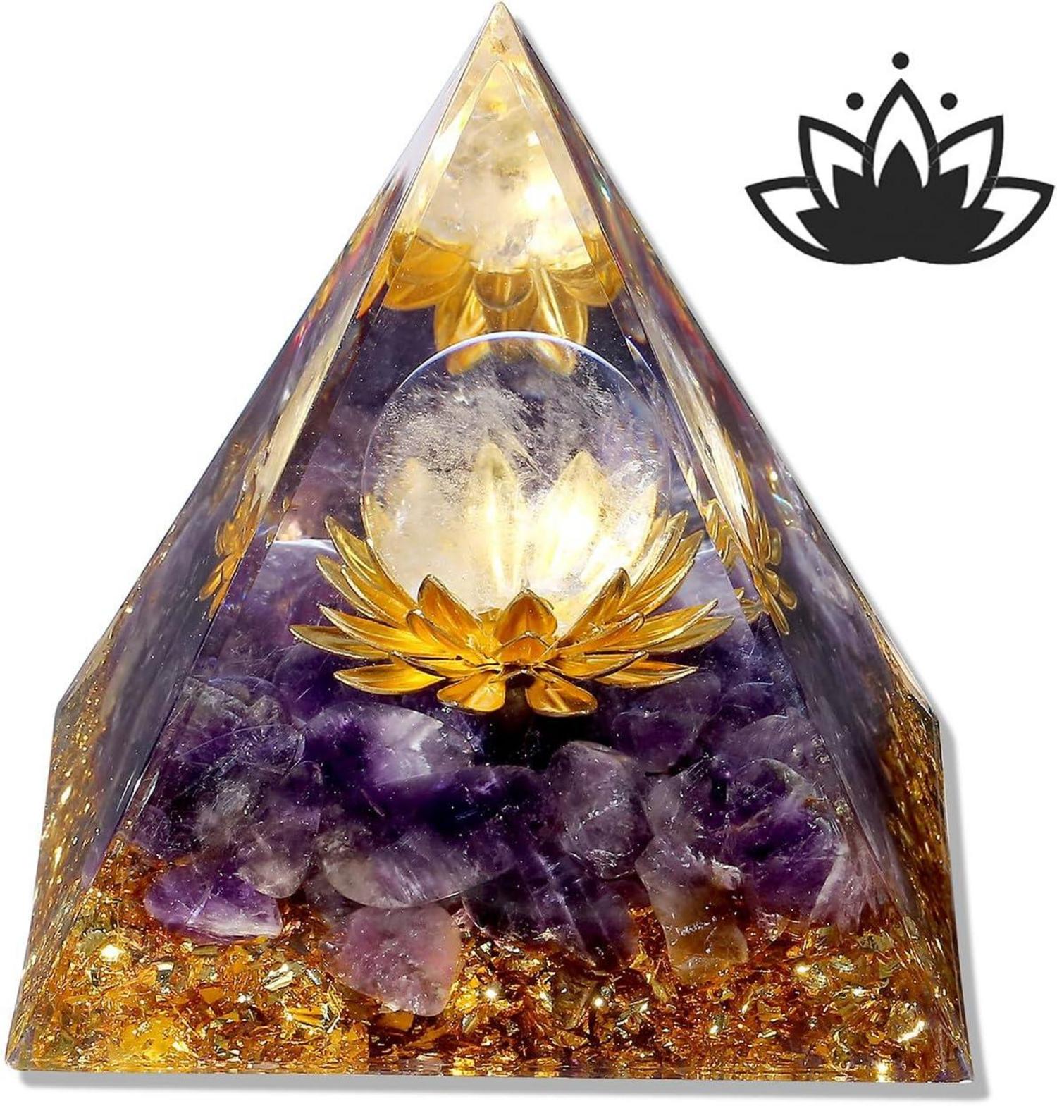 Amethyst Orgonit Pyramide Lila Stein Lotus Kristalle Energie