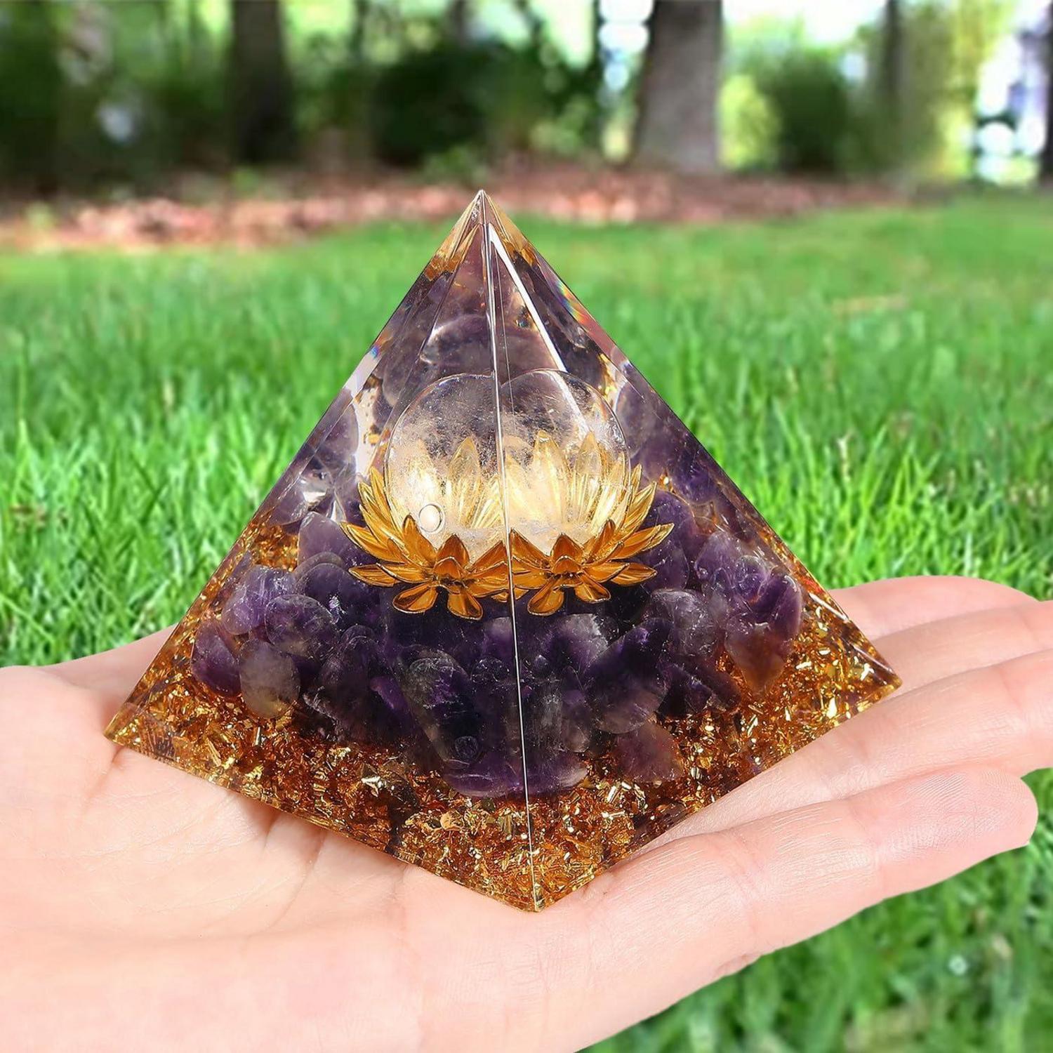 Amethyst Orgonit Pyramide Lila Stein Lotus Kristalle Energie