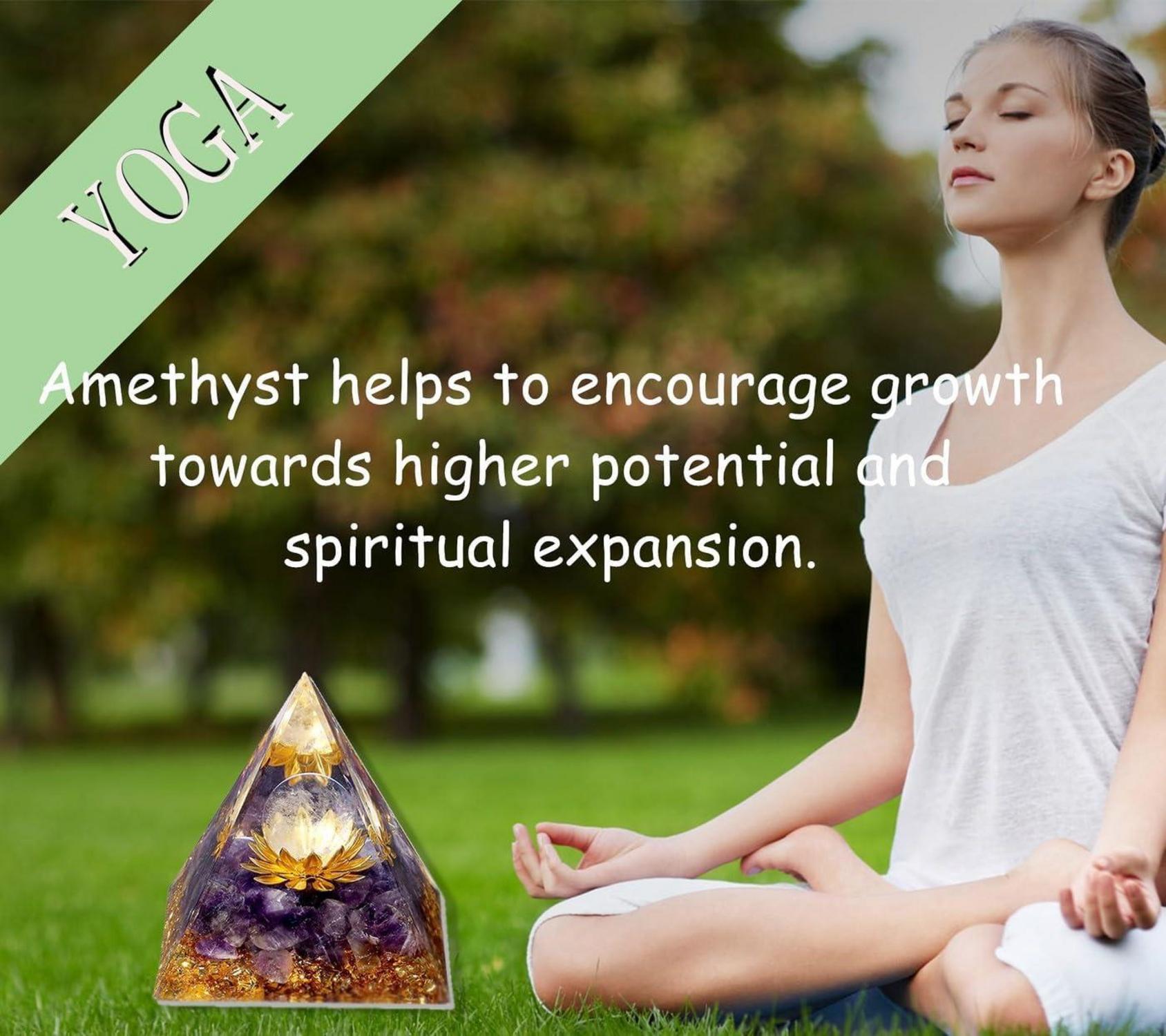 Amethyst Kristall Pyramide Stein Lotus Reiki Geschenke Energie