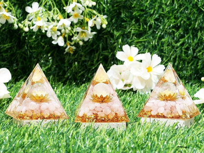 Rosenquarz Orgonit Pyramide Kristall Lotus Energiesteine Esoterik Geschenk