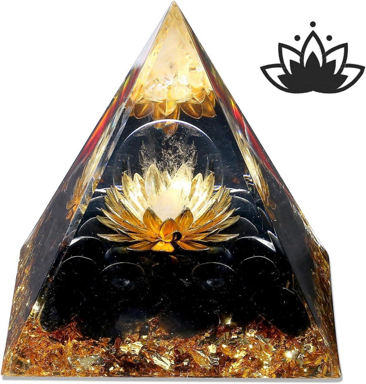 Obsidian Orgonit Pyramide Schwarz Kristalle Lotus Edelsteine