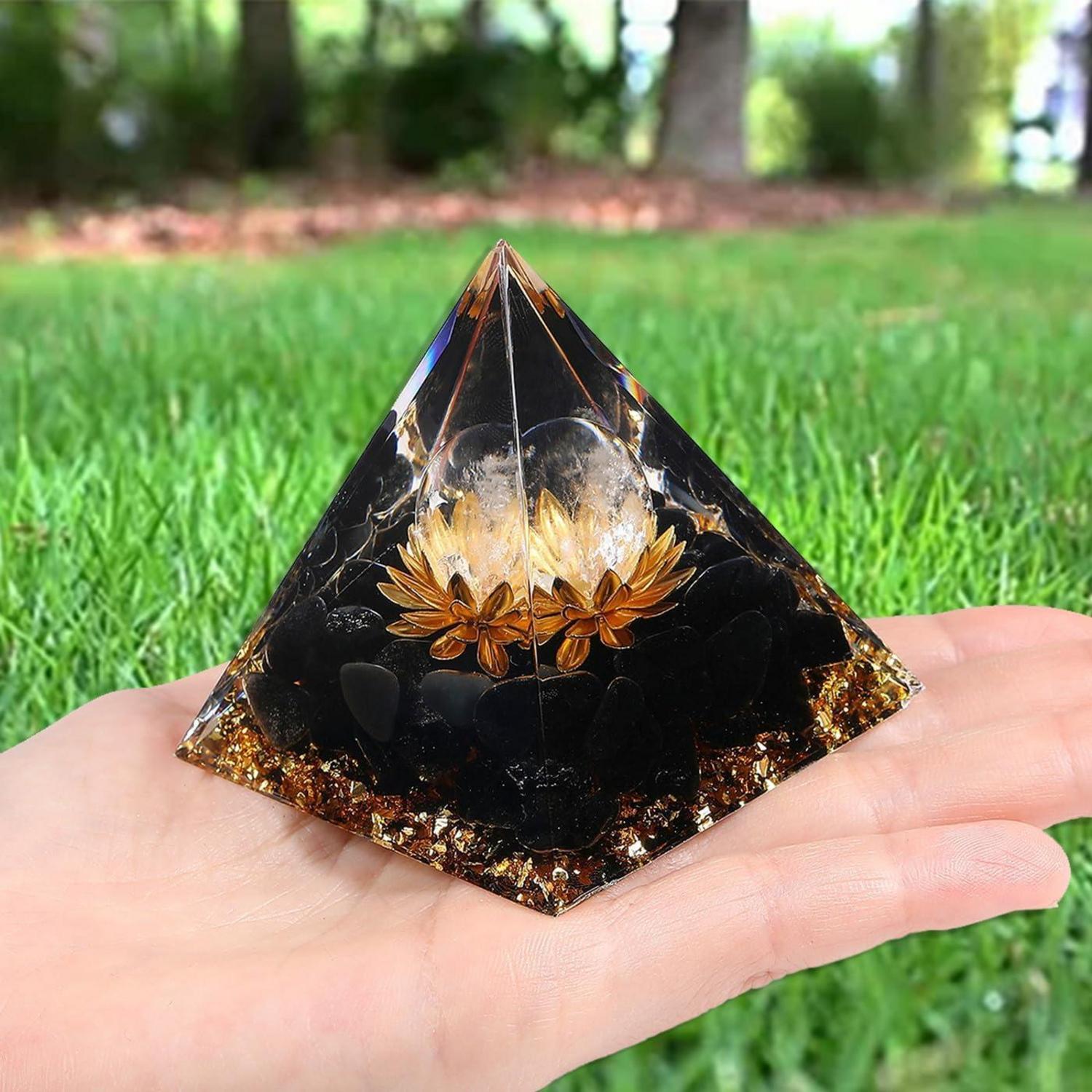 Obsidian Orgonit Pyramide Schwarz Kristalle Lotus Edelsteine