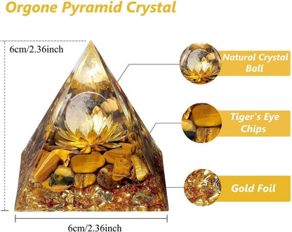 Tigerauge Stein Pyramide Orgonit Kristall Lotus Positiv