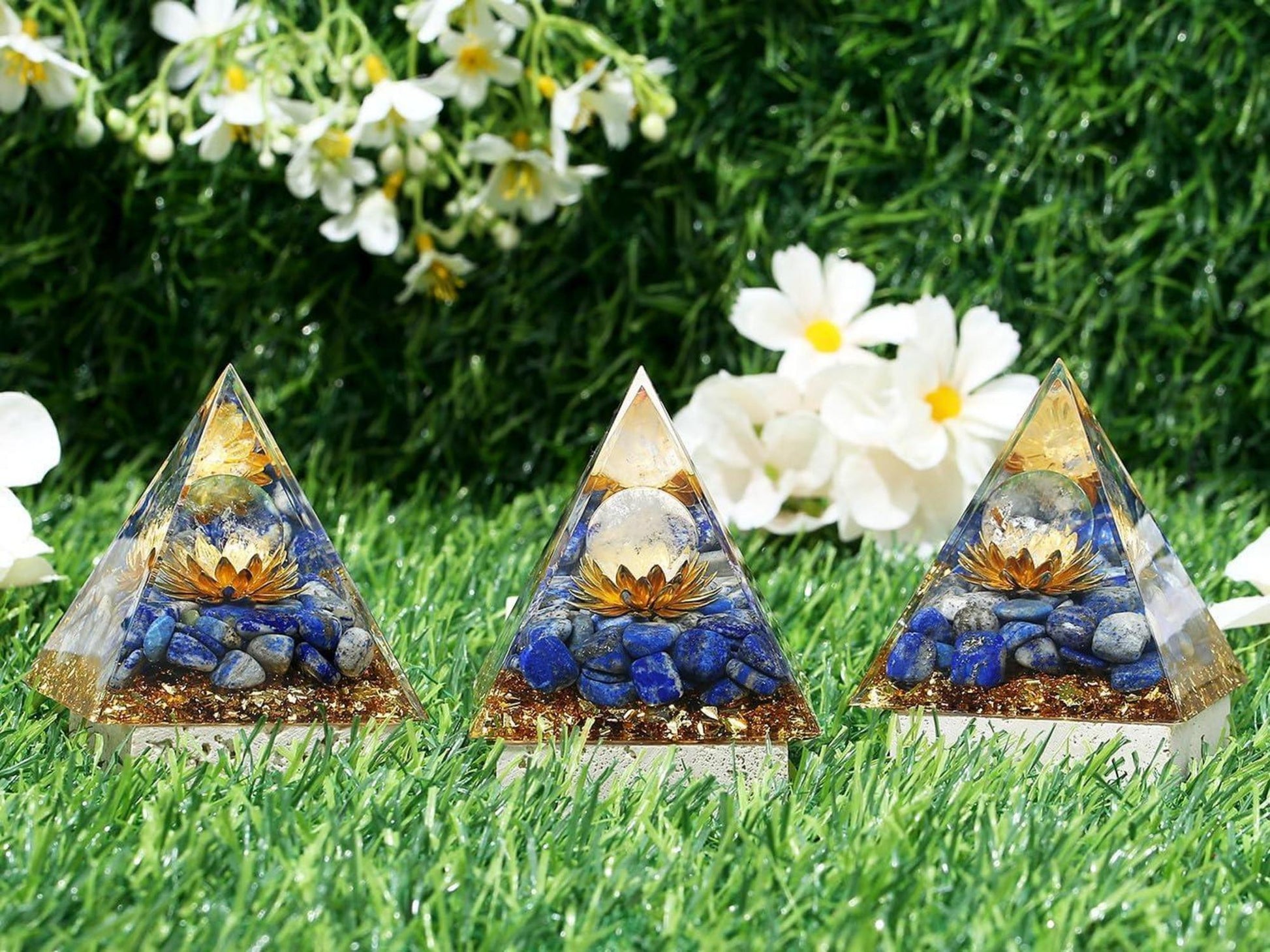 XIANNVXI Lapislazuli Stein Orgonit Pyramide Kristalle Lotus Edelsteine