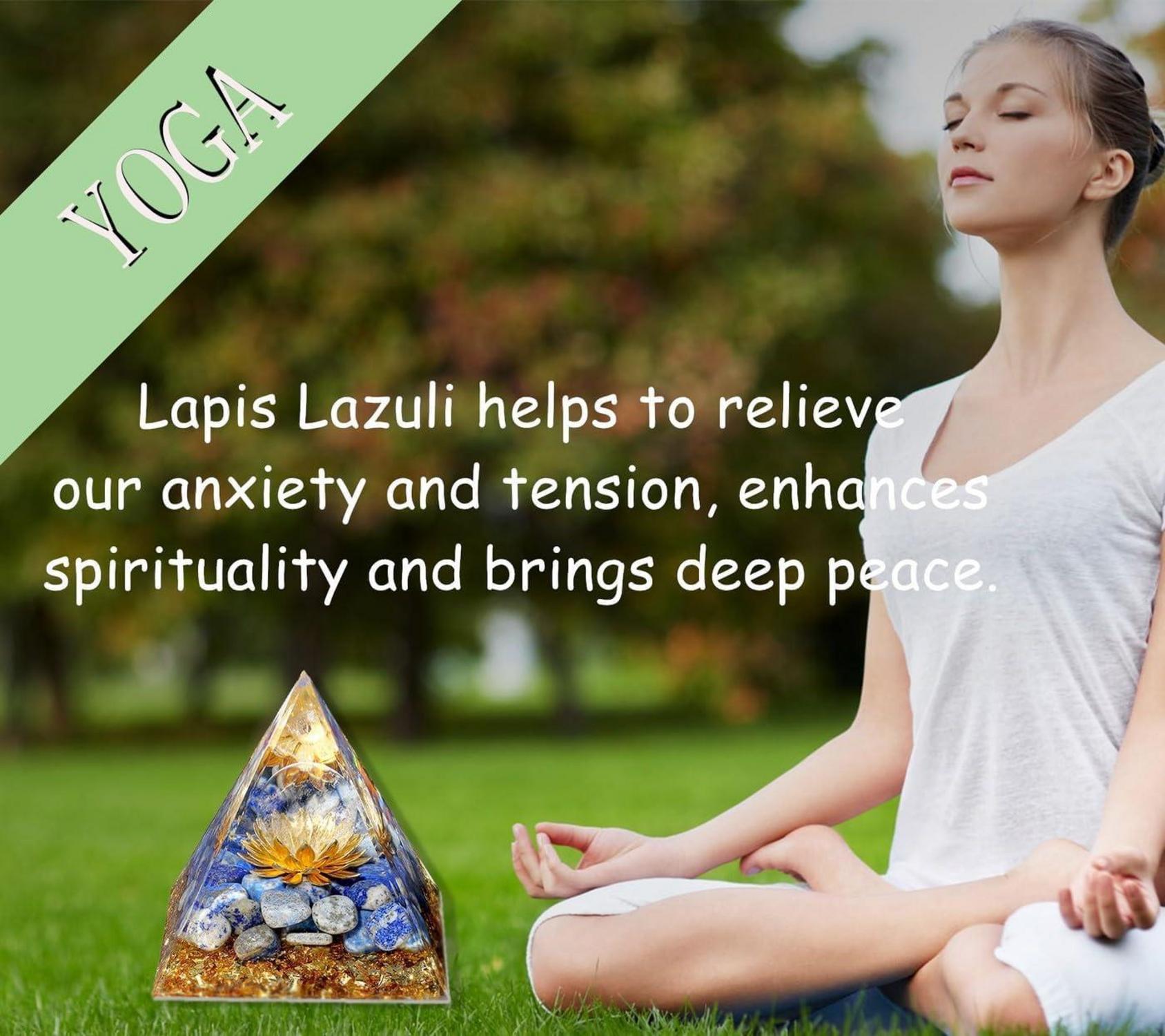 Lapislazuli Stein Orgonit Pyramide Kristalle Lotus Energie Yoga Meditation