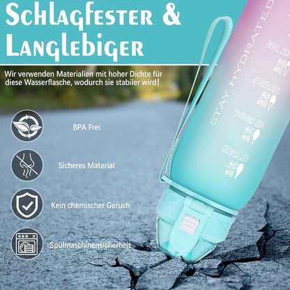 AOPREL Trinkflasche 1l BPA-frei Sport Wasserflasche mit Zeitmarkierung