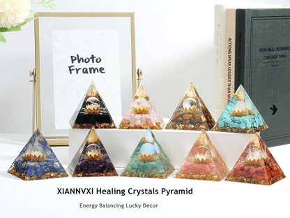 XIANNVXI Grün Aventurin Kristall Pyramide Orgonit Lotus Energie Healing