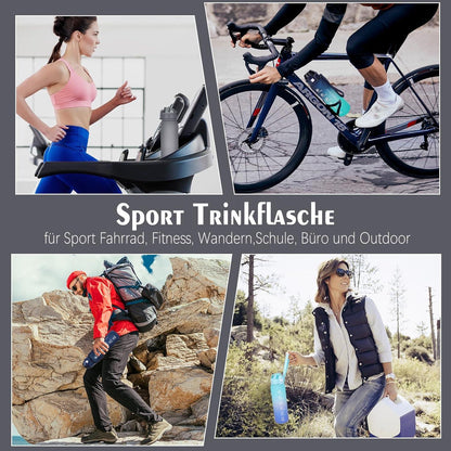 AOPREL Trinkflasche 1l BPAfrei Sport Wasserflasche Zeitmarkierung
