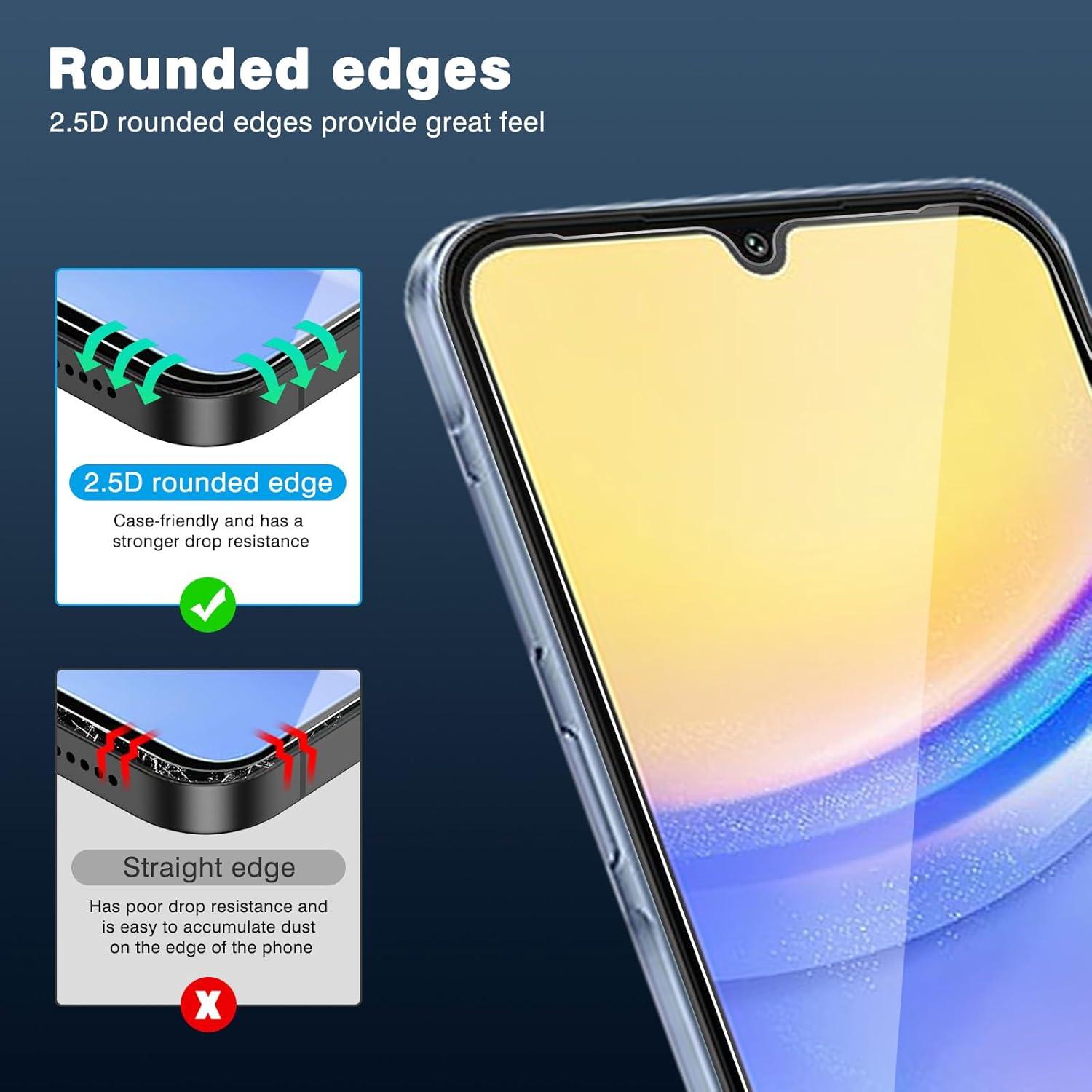 OMOTON Panzer Schutz Glas Samsung Galaxy A15 5G/4G 3 Stück 9H Härte 6.5 Zoll