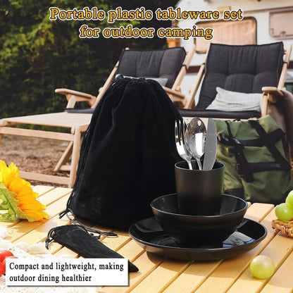 Camping Besteck Set wiederverwendbarer Becher Schalen Teller