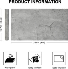 WADILE Betontapete Zement 3D Matt 40x900 cm Selbstklebend