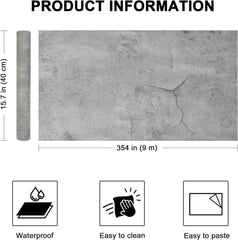 WADILE Betontapete Zement 3D Matt 40x900 cm Selbstklebend