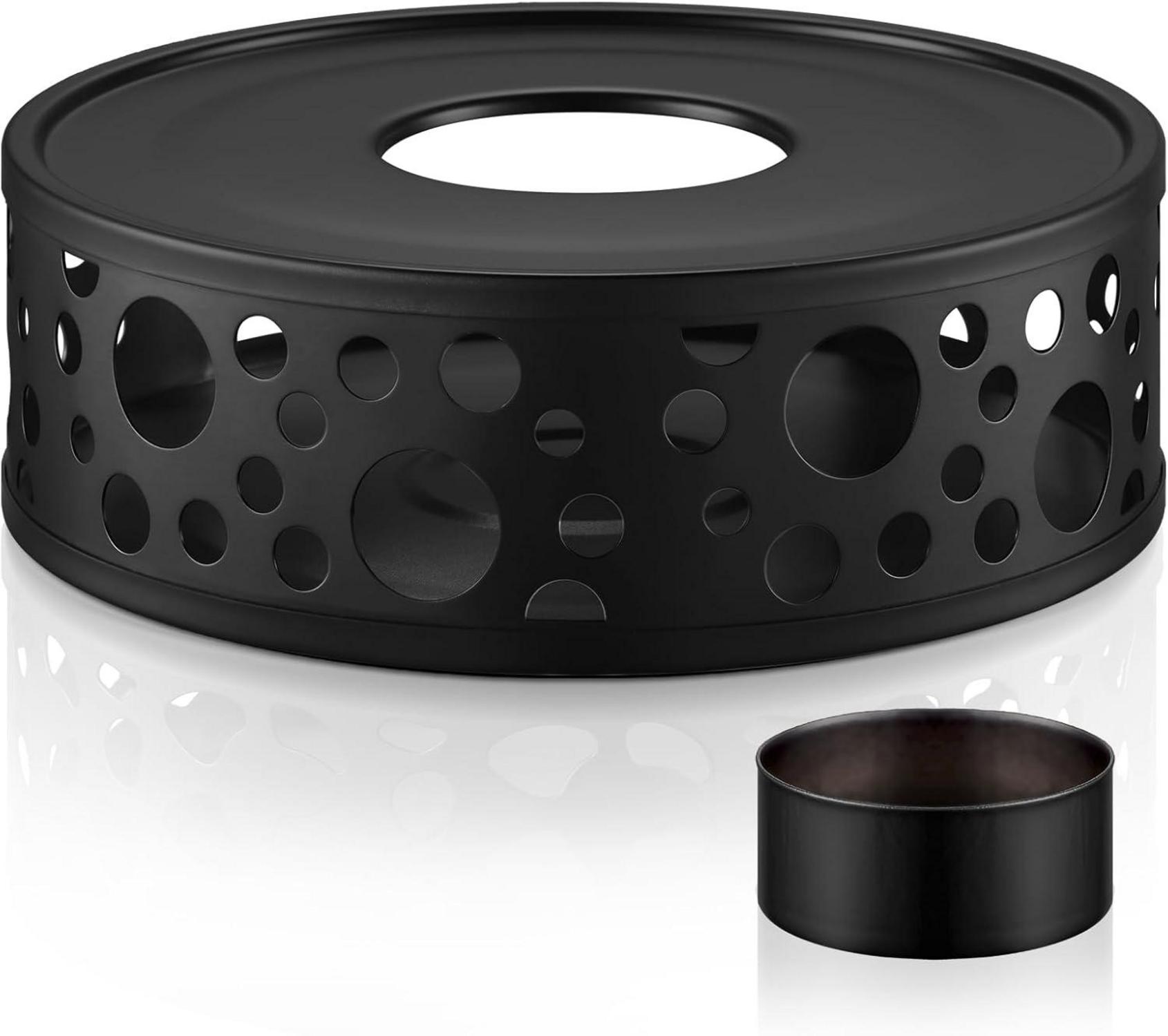 Edelstahl Teewärmer mit Teelichthalter | Kaffeewärmer, Schwarz