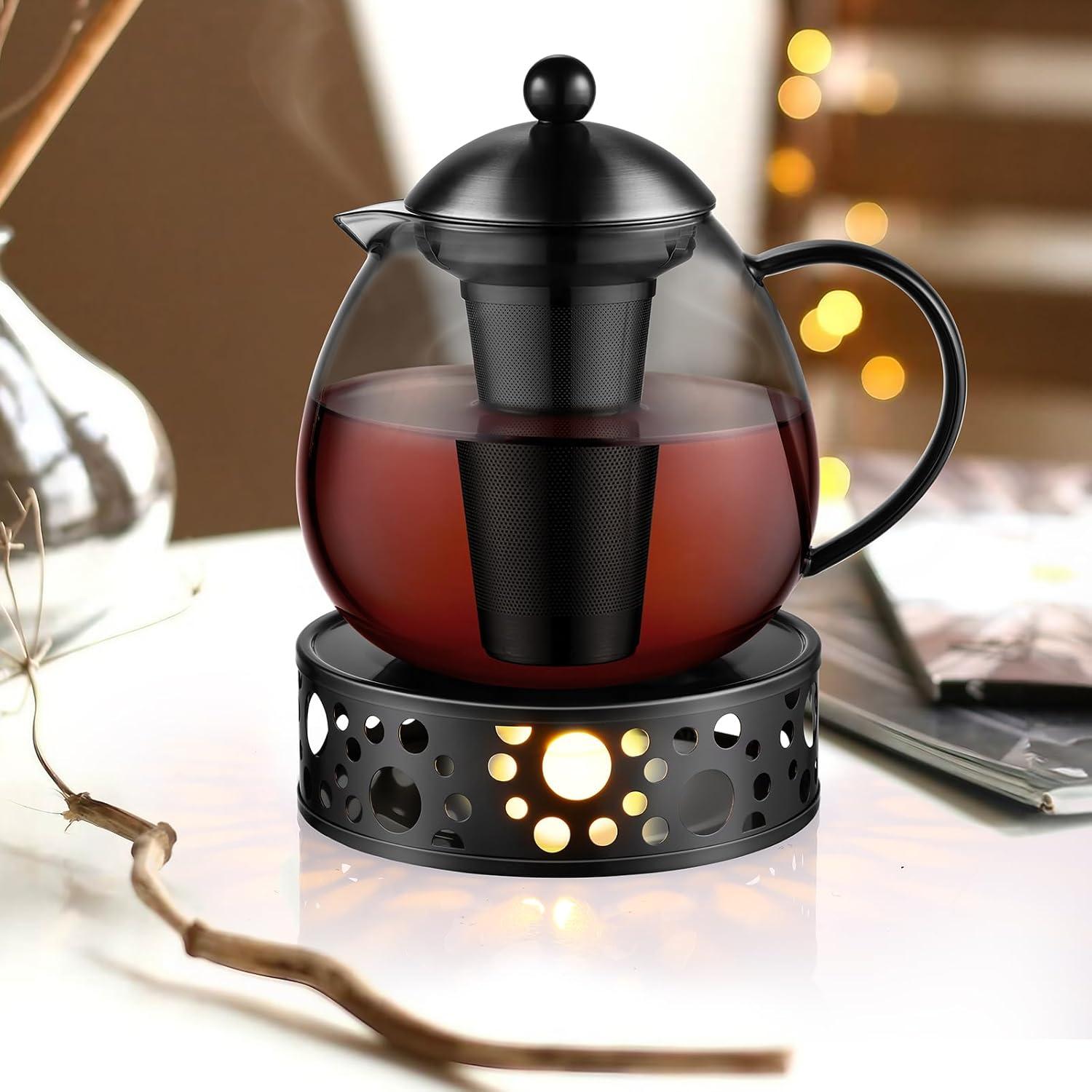 Edelstahl Teewärmer mit Teelichthalter | Kaffeewärmer, Schwarz