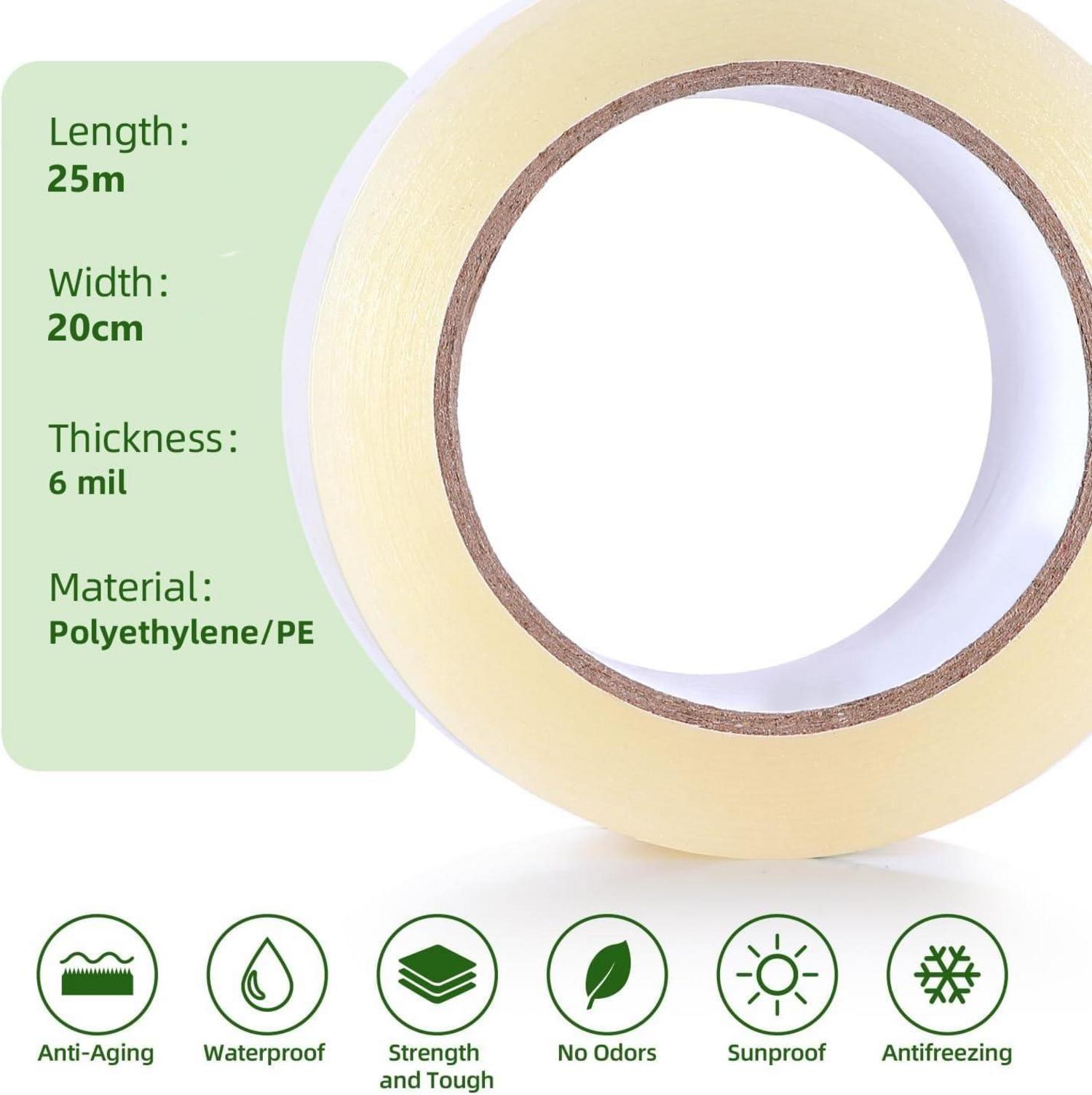Reparaturklebeband für Gewächshausfolie 20cm x 25m 6 mil Transparent