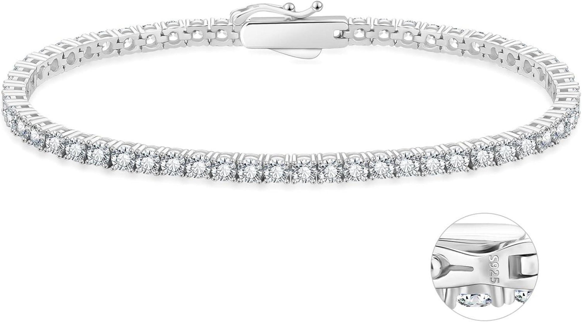 KRKC&CO Silber Tennisarmband 925 mit Zirkonia Kristallen 3mm Frauen