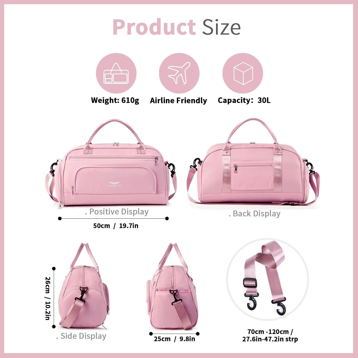 30L Sporttasche Rosa mit Schuhfach & Nassfach für Damen