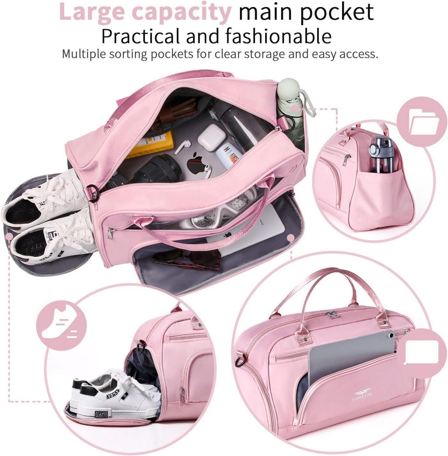FIORETTO 30L Sport- und Reisetasche mit Schuhfach & Nassfach Rosa
