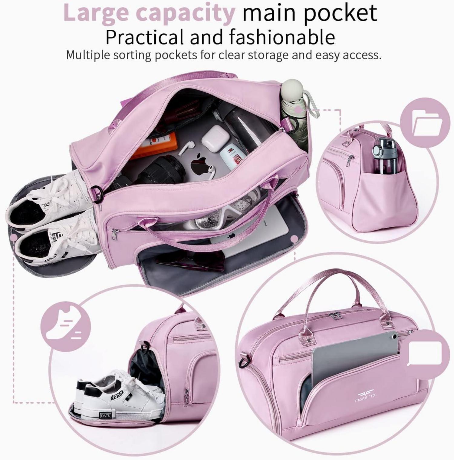 30L Sporttasche & Reisetasche mit Schuhfach & Nassfach Rosa/anpassbar