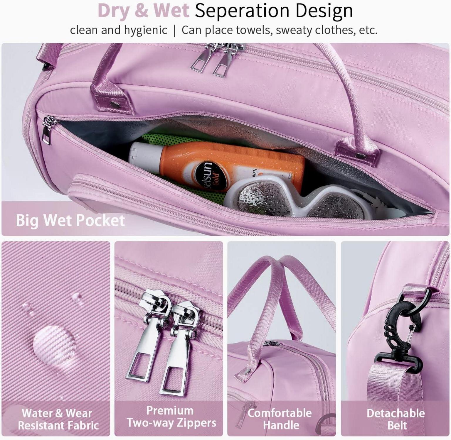 30L Sporttasche Reisetasche mit Schuh- und Nassfach Rosa Fitness Reisen