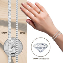 KRKC&CO Damen Tennisarmband Silber 925 Zirkonia Kristall 4mm