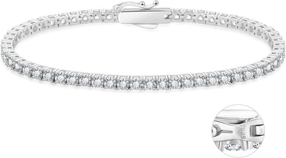 Zirkonia Tennisarmband Silber 925 Iced Out Damen Armband 3/4mm