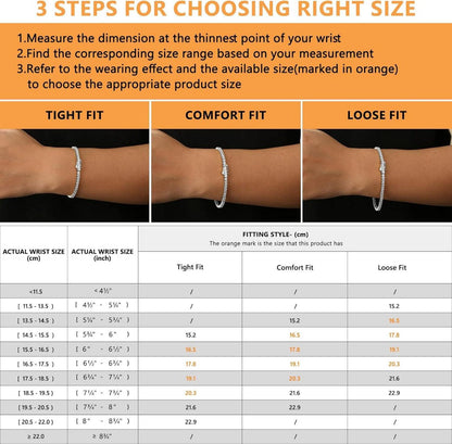 Echtes Silber Tennisarmband Zirkonia Kristall 20,3cm 3mm