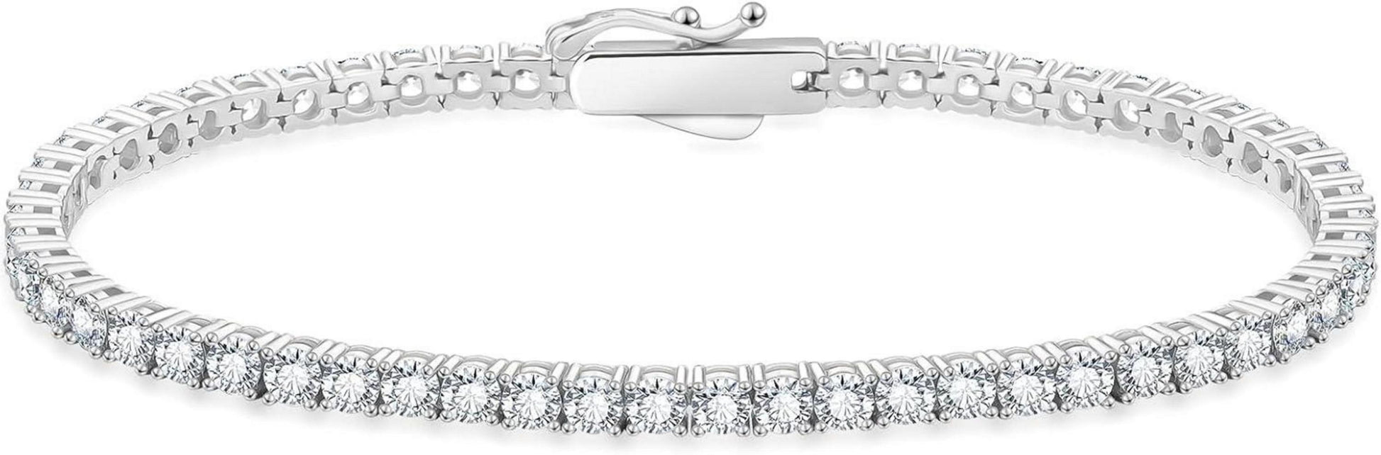 KRKC&CO Tennisarmband Silber 925 Damen Weißgold Zirkonia Iced Out 20.3cm Silbrig 3mm