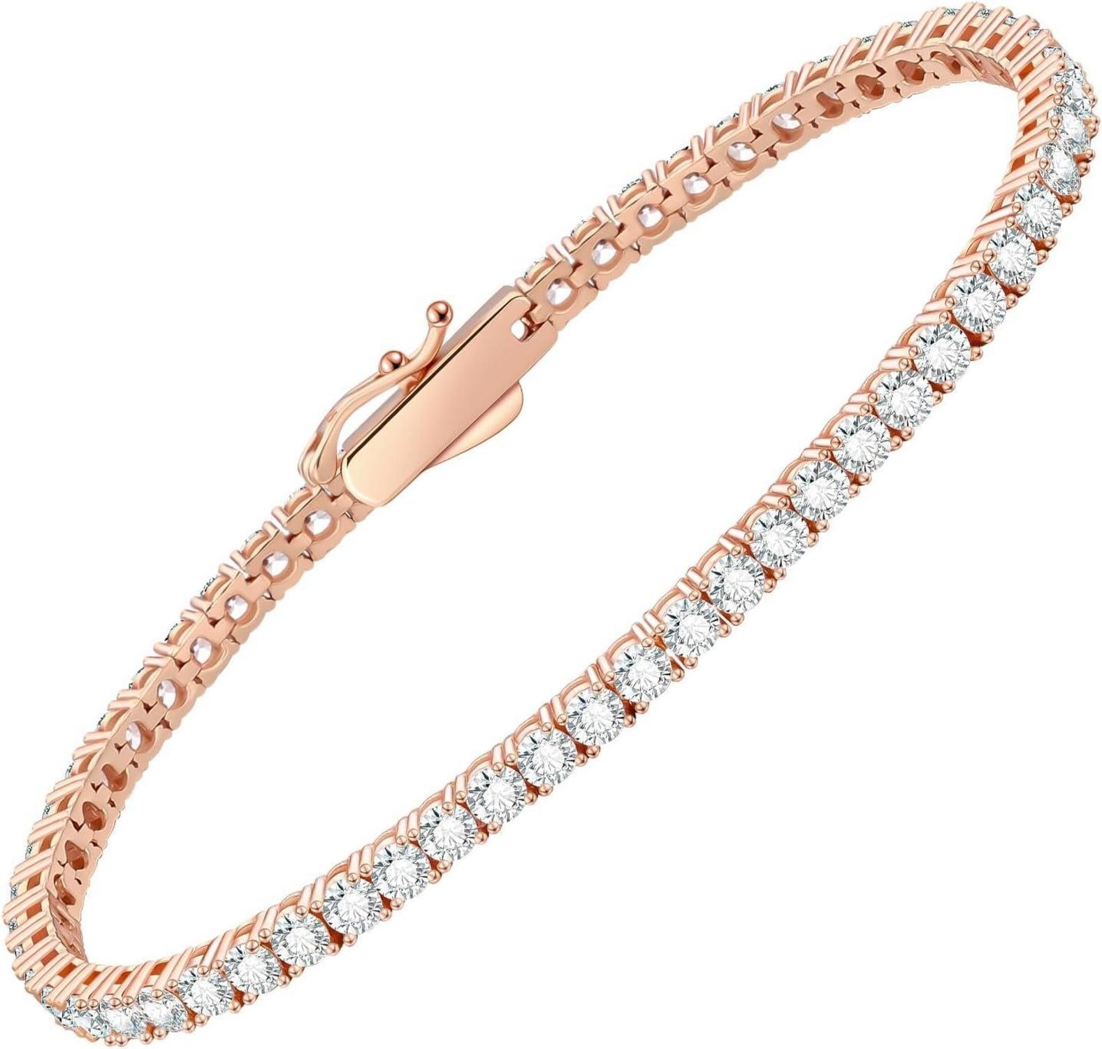 KRKC&CO Tennisarmband Silber 925 Damen Zirkonia Kristall Armband Roségold