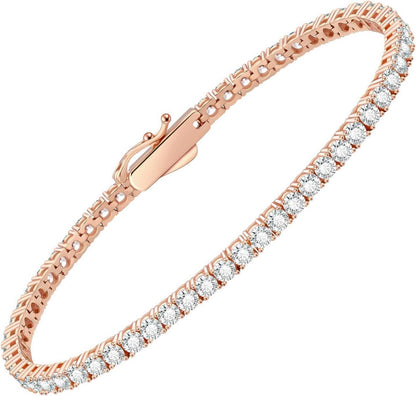 KRKC&CO Tennisarmband Silber 925 Damen Zirkonia Kristall Armband Roségold