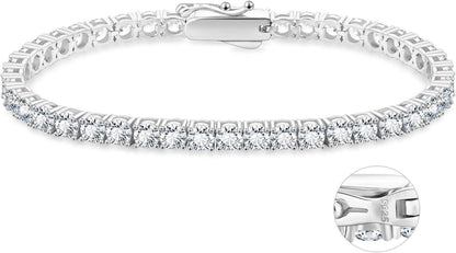 Kristall Tennisarmband Silber 925 Damen Zirkonia Iced Out 4mm 16.5cm