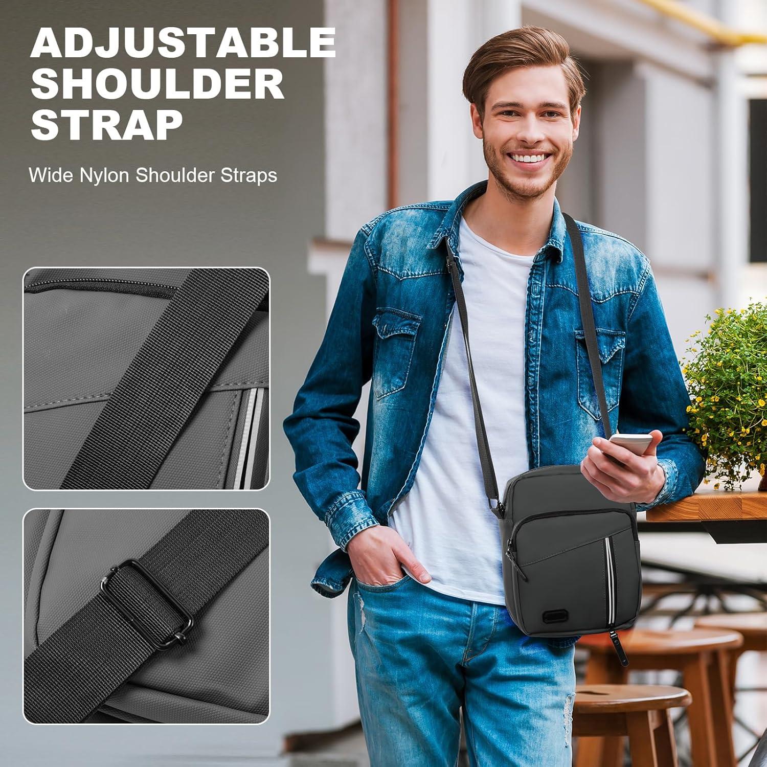 Herren Umhängetasche wasserdicht mit Multi Taschen, reflektierenden