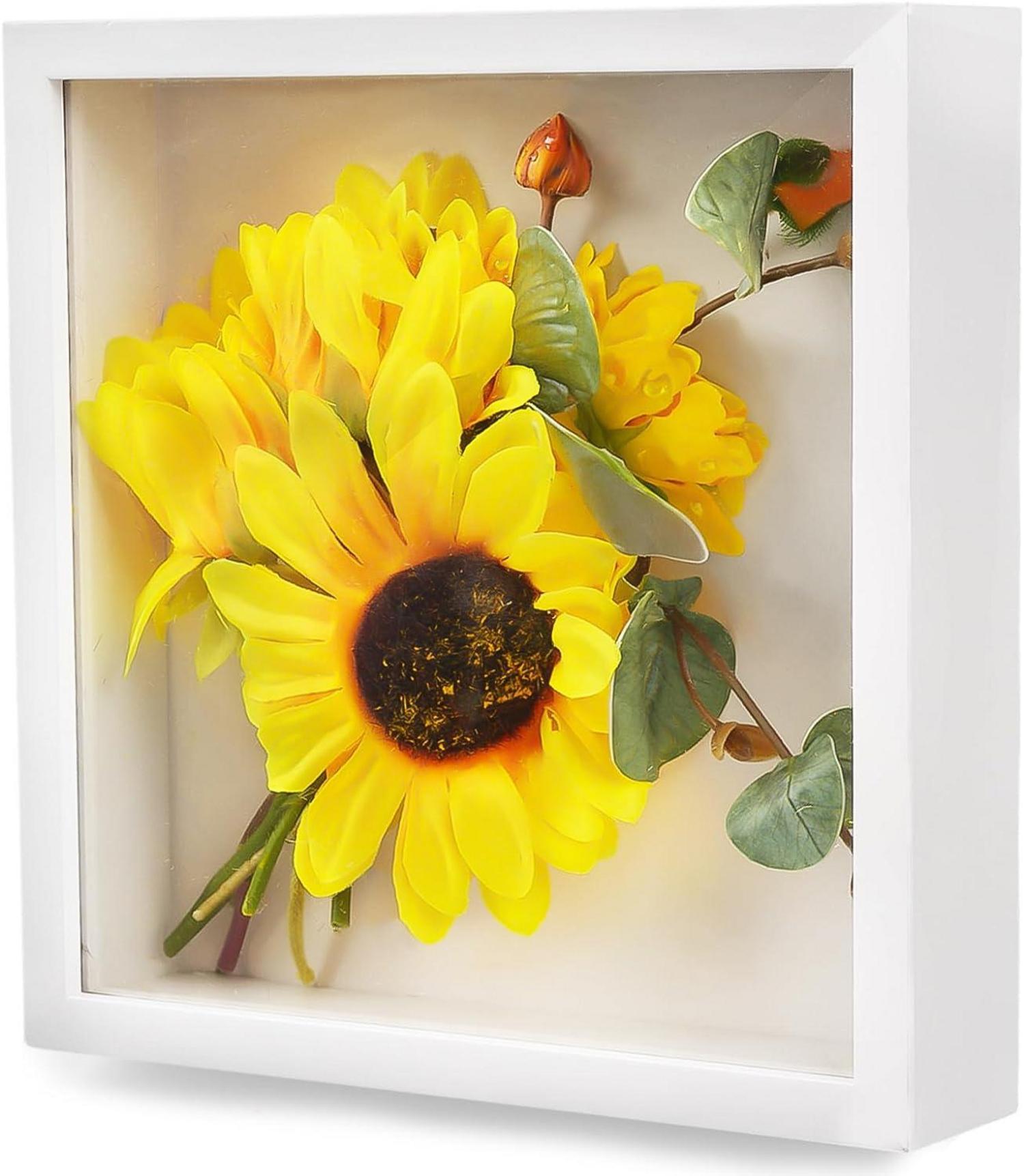 Weißer 3D Bilderrahmen zum Befüllen 20x20cm für Fotos und Collagen