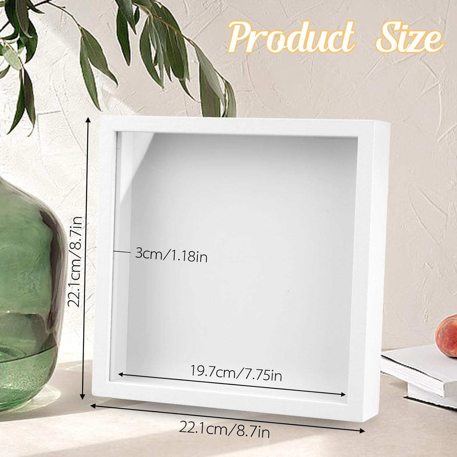 Weißer 3D Bilderrahmen zum Befüllen 20x20cm für Fotos und Collagen