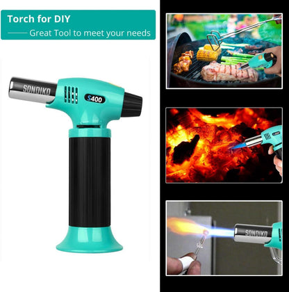 Sondiko Küchenbrenner Flambierbrenner Nachfüllbar Crème Brulée Brenner Sicherheitsschloss Küche Home Desserts DIY