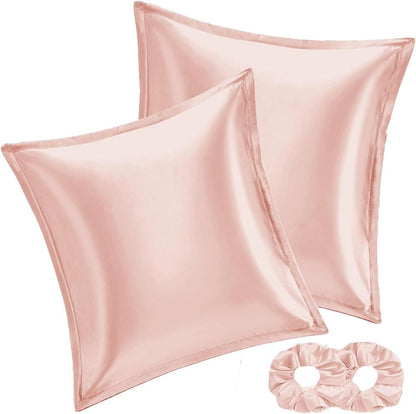 Satin Kissenbezug 65x65 Rosa 2er-Set Haarpflege Reißverschluss