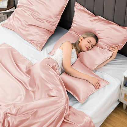 Satin Kissenbezug 65x65 Rosa 2er-Set für Haar