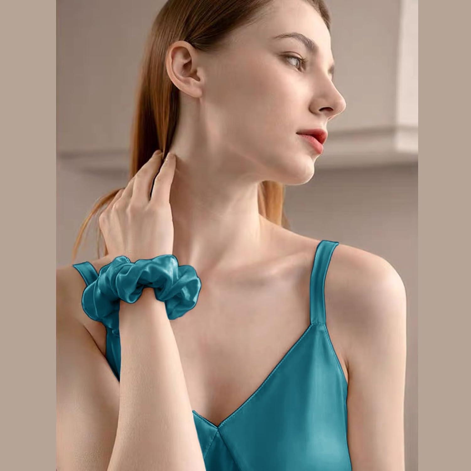 Satin Kissenbezug 60x60 Petrol 2er-Set Haargummis Hygienisch Waschbar