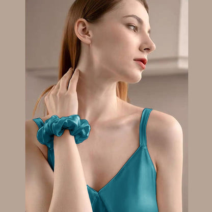 Satin Kissenbezug 60x60 Petrol 2er-Set Haargummis Hygienisch Waschbar