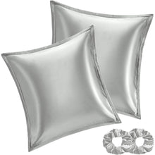 Satin Kissenbezug Set 60x60 Hellgrau Reißverschluss