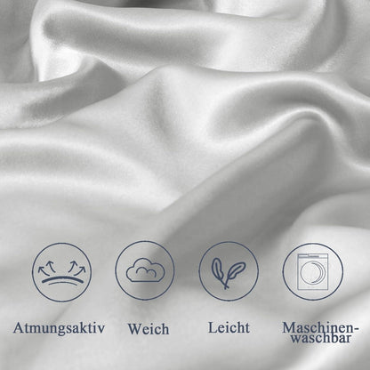 Satin Kissenbezug Set 60x60 Hellgrau Reißverschluss