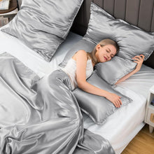 Satin Kissenbezug 60x60 Grau 2er Set Reißverschluss