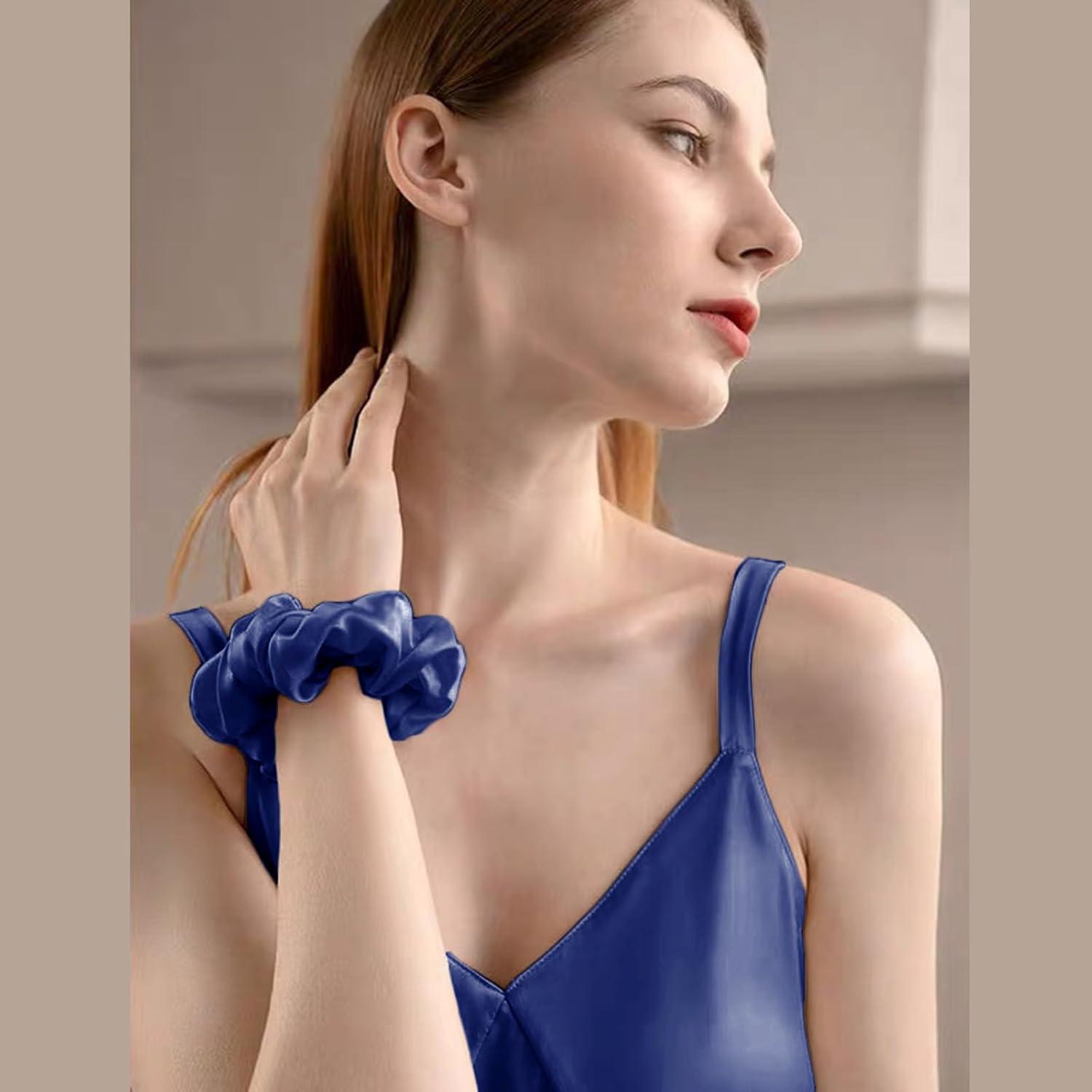 Vielit Satin Kissenbezug 60x60 Dunkelblau mit Haargummis & Reißverschluss