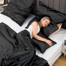 2er Set Satin Kissenbezug 60x60 Schwarz Reißverschluss
