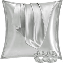 Satin Kissenbezug 65x65 Hellgrau 2 Stück Haut Haar 2