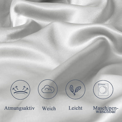 Satin Kissenbezug 65x65 Hellgrau 2 Stück Haut Haar 2