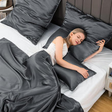 Satin Kissenbezug 65x65 Dunkelgrau 2er-Set Reißverschluss